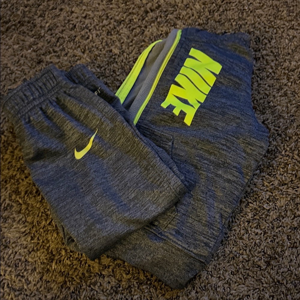 Nike Kids Charcoal and Lime Joggers